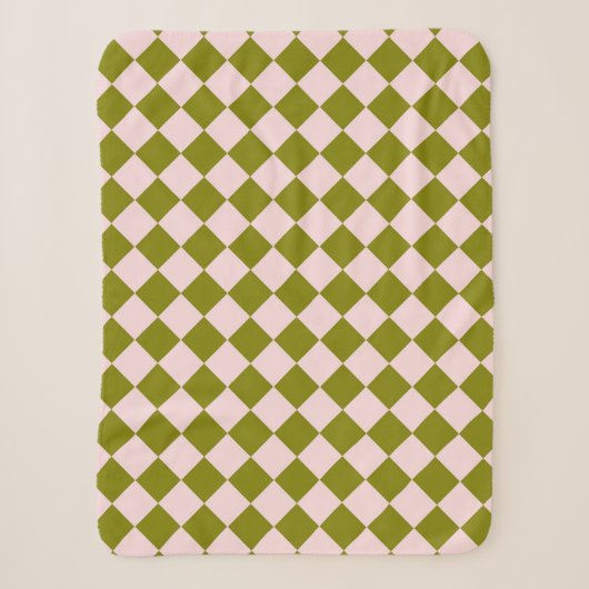 Rosa grünes Schachbrett Diamantmuster Sherpadecke (Vorderseite)