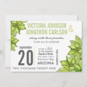 Rosa grünes Sukkulent Modernes Foto auf der Rücken Einladung (Vorderseite)