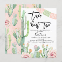 Rosa grünes Taco Bout zwei 2. Geburtstagseinladung