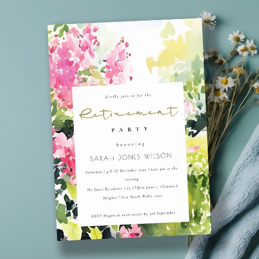 Rosa grünes tropisches Bougainvillea-Party Einladung