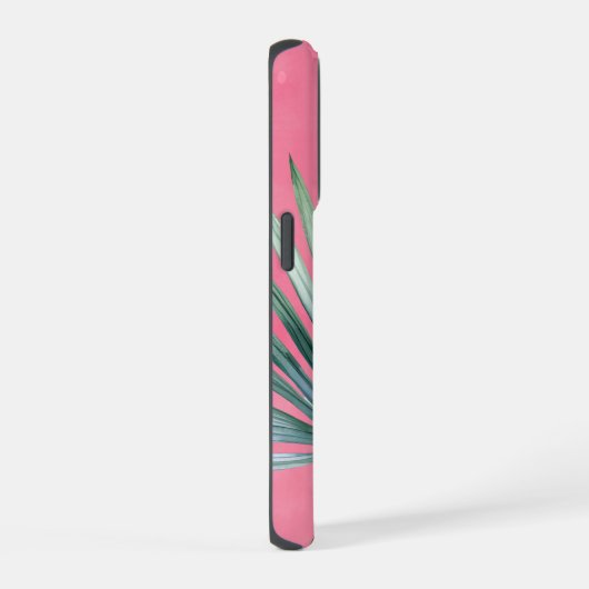 Rosa grünes tropisches Leaf iPhone Hülle (Rechte Seite)