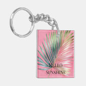 Rosa grünes tropisches Leaf Schlüsselanhänger (Vorderseite links)