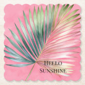 Rosa grünes tropisches Leaf Untersetzer (Vorderseite)