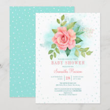 Rosa grünes Türkis Ombre Wasserfarben Rose