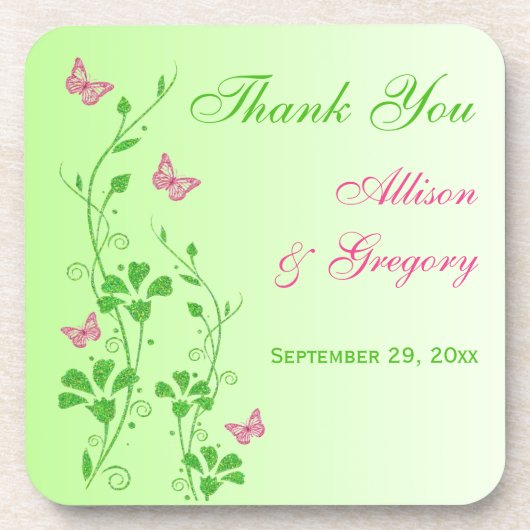 Rosa grünes Untersetzer für Hochzeiten (6) (Vorderseite)