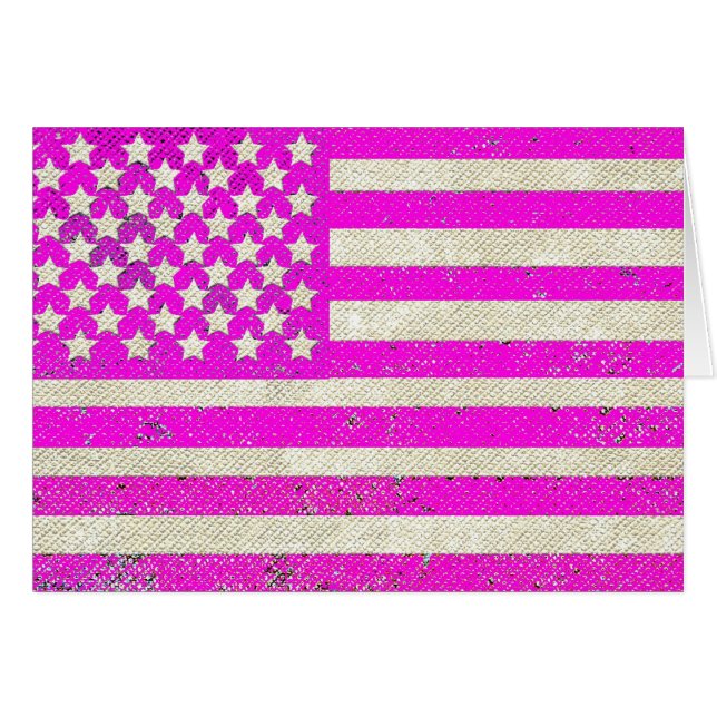 Rosa Grunge Amerikanische Flagge (Vorderseite (Horizontal))