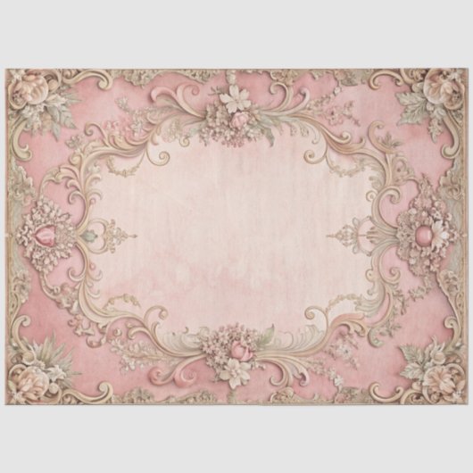 Rosa Grunge Antik-Rahmen Decoupage Seidenpapier (Vorderseite)