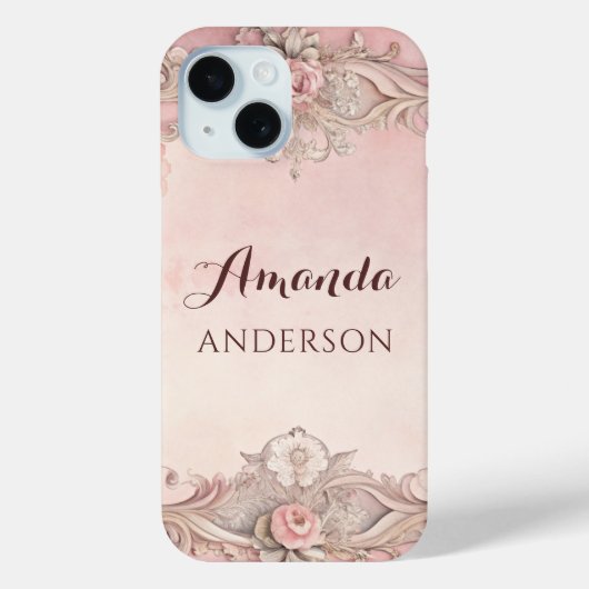 Rosa Grunge Antikrahmen Decoupage Case-Mate iPhone Hülle (Rückseite)