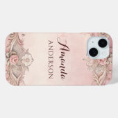 Rosa Grunge Antikrahmen Decoupage Case-Mate iPhone Hülle (Rückseite (Horizontal))