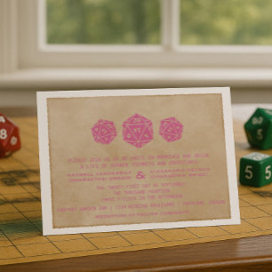 Rosa Grunge D20 Dice Gamer Einladung zur Hochzeit