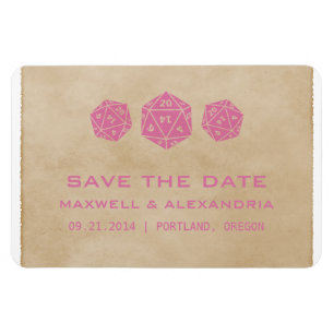 Rosa Grunge D20 Dice Gamer Speichern Sie das Date  Magnet