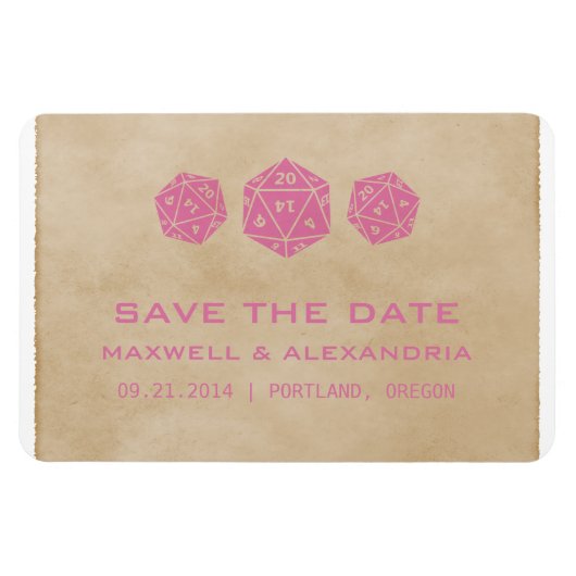 Rosa Grunge D20 Dice Gamer Speichern Sie das Date Magnet (Horizontal)