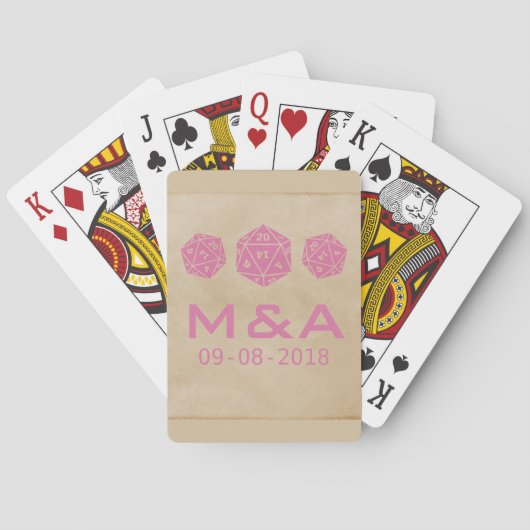 Rosa Grunge D20 Dice Gamer Spielkarten (Rückseite)