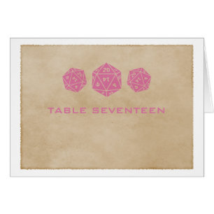 Rosa Grunge D20 Dice Gamer Tischnummer Card
