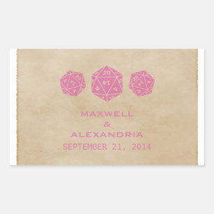Rosa Grunge D20 Dice Gamer Wedding Stickers