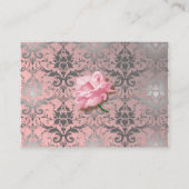 Rosa Grunge Damask Empfang Cards Begleitkarte (Rückseite)