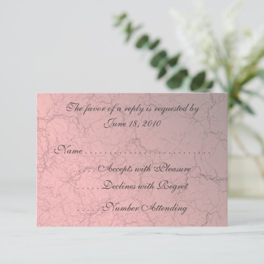Rosa Grunge Damask RSVP-Karten RSVP Karte (Stehend Vorderseite)