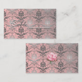 Rosa Grunge Damask Table Card Platzkarte (Vorne/Hinten)