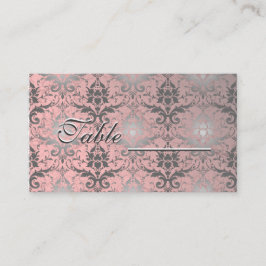 Rosa Grunge Damask Table Card Platzkarte