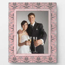 Rosa Grunge Damask Wedding Plaque Fotoplatte