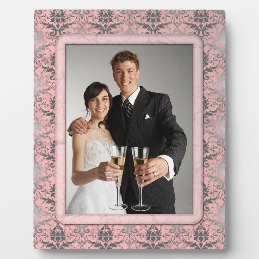 Rosa Grunge Damask Wedding Plaque Fotoplatte (Vorderseite)