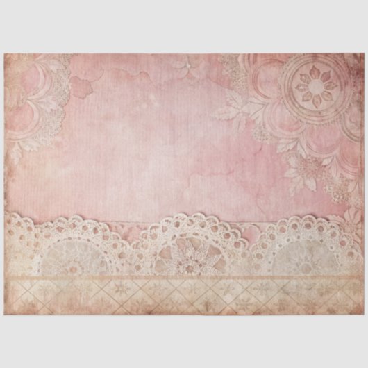 Rosa Grunge handgefertigte Spitze Decoupage Seidenpapier (Vorderseite)