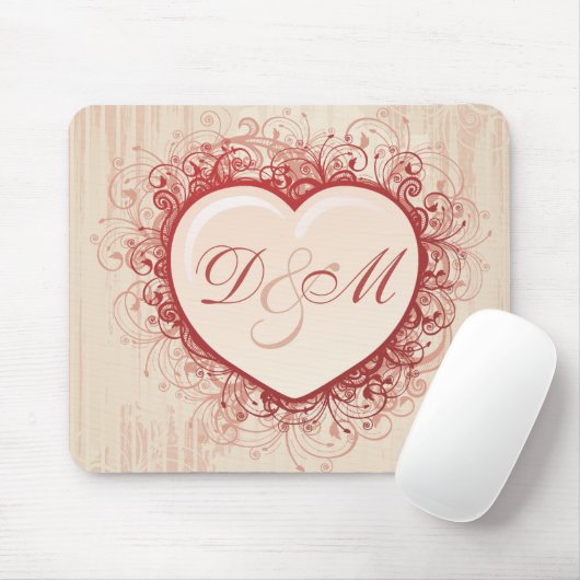 Rosa Grunge Herz Mousepad (Mit Mouse)