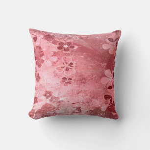 Rosa Grunge Vintage-Blumenmuster Kissen