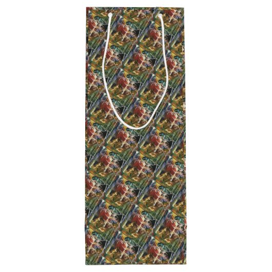 Rosa Grüngelber Hirsch Geschenktüte Für Weinflaschen (Rückseite)