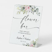 Rosa Grünpflanzen Brautparty Blume Bar Zeichen Sockelschild (Vorderseite)