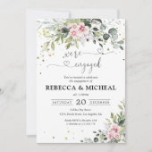 Rosa Grünpflanzen Einladung (Vorderseite)