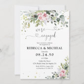 Rosa Grünpflanzen Einladung (Vorderseite)