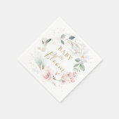 Rosa Grünpflanzen Foliage Babydusche Napkins Serviette (Ecke)
