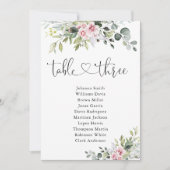 Rosa Grünpflanzen Tischnummer 3 Sitzplan (Vorderseite)