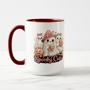 Rosa Gruseliger Süßer Halloween-Geister & Kürbis Tasse