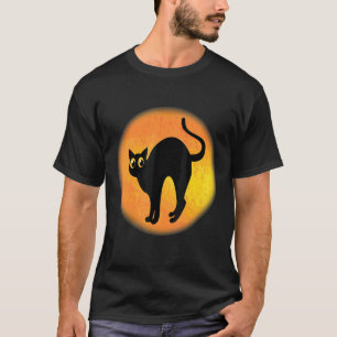 Rosa Gruselmond Halloween-Schwarze-Katze-Kinder-Fr T-Shirt