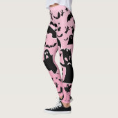 Rosa Gruselwald-Musterkunst mit Geistern Leggings (Links)