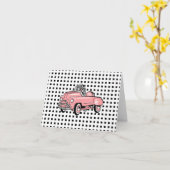 Rosa Gruß-Karte des Pedal-Auto-(B. 1920, D. 1960) Karte (Gelbe Blume)