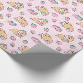 Rosa Guinea Schwein und Erdbeermuster Geschenkpapier (Ecke)
