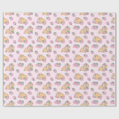 Rosa Guinea Schwein und Erdbeermuster Geschenkpapier (Flach)