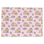 Rosa Guinea Schwein und Erdbeermuster Große Geschenktüte (Rückseite)