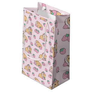 Rosa Guinea Schwein und Erdbeermuster Kleine Geschenktüte