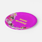 Rosa Guinea Schweine und Blume, Teller aus Papier (Schrägansicht)