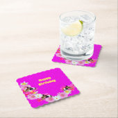 Rosa Guinea Schweine und Blume, Untersetzer aus Pa (Vor Ort)