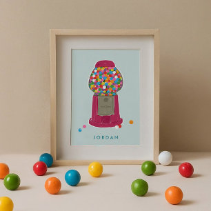 Rosa Gumball Maschine Bonbons Kaugummi Personalisi Poster