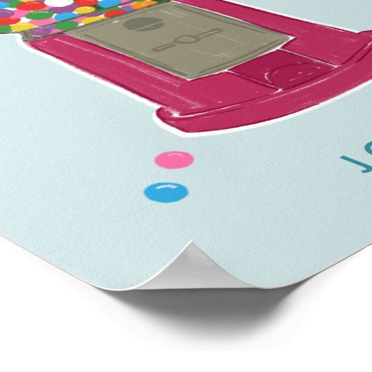 Rosa Gumball Maschine Bonbons Kaugummi Personalisi Poster (Ecke)