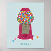 Rosa Gumball Maschine Bonbons Kaugummi Personalisi Poster (Vorne)