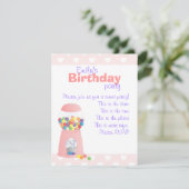 Rosa Gumball-Maschine Einladung (Stehend Vorderseite)