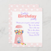 Rosa Gumball-Maschine Einladung (Vorne/Hinten)