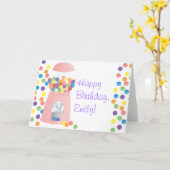 Rosa Gumball-Maschine Karte (Gelbe Blume)